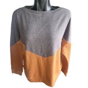 Tickled Teal Colorblock Gray and Copper Sweater XL